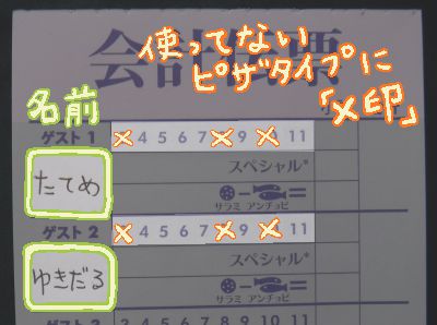 「ピザタイプによる得点」手順1の画像