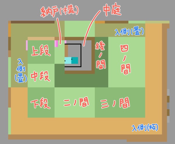 大広間の間取り図